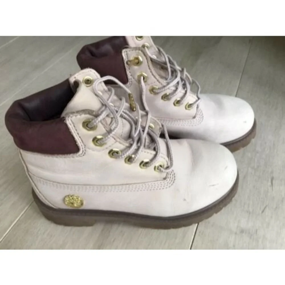 Timberland Girls Ankle Boots A1630 Taupe Lace Up Size 13 Nubuck Leather